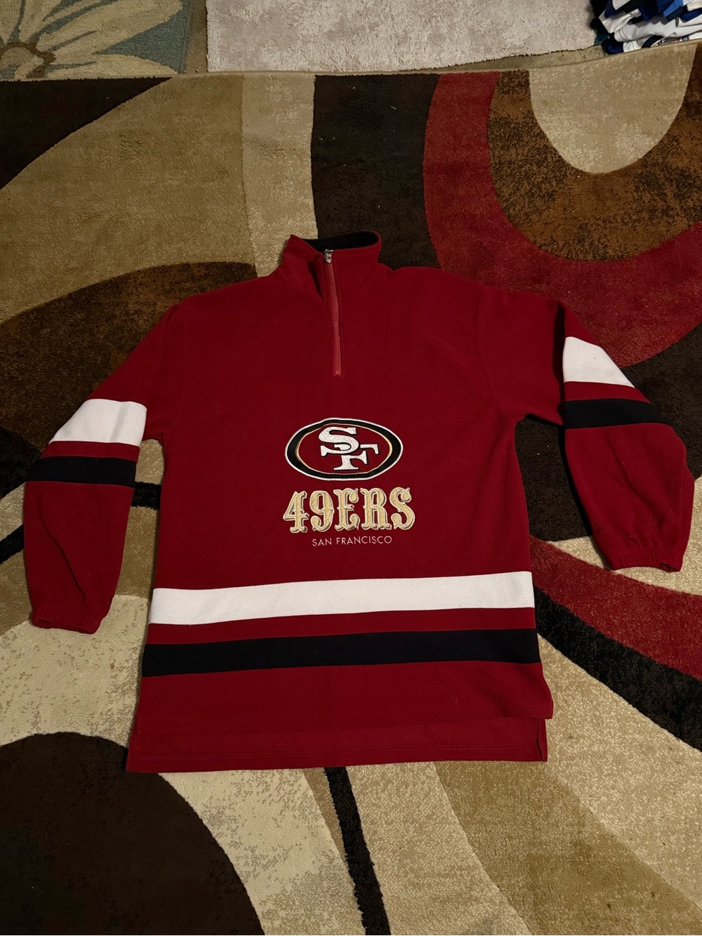 NFL Red San Francisco 49ERS Quarter-Zip Pullover hockey/sweater/top size L